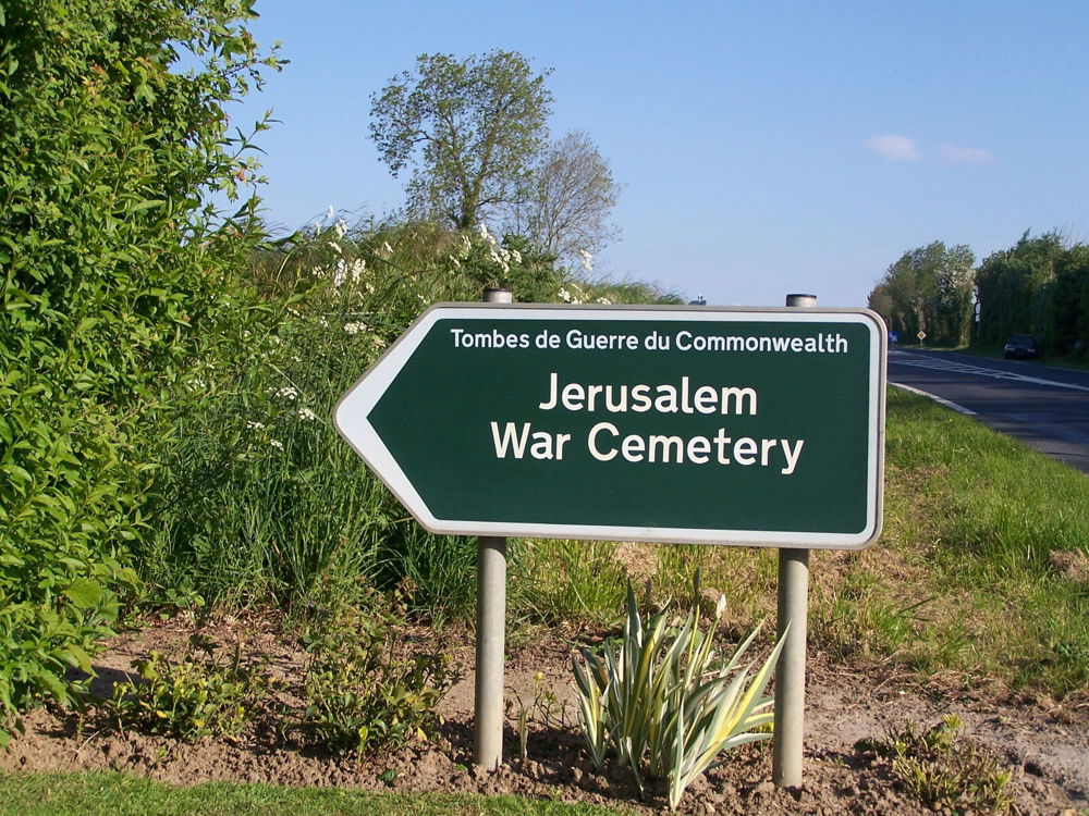 Jerusalem War Cemetery, Normandy, sign