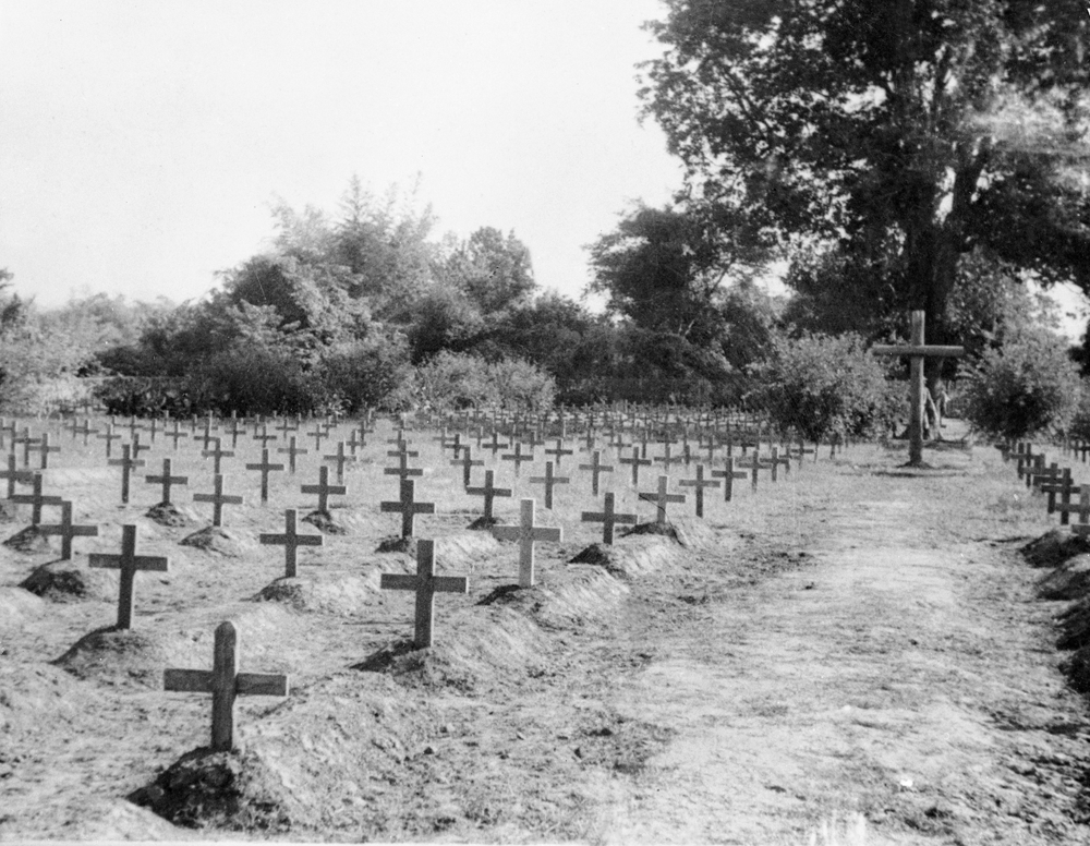 Wooden crosses in Chungkai, September 1945.