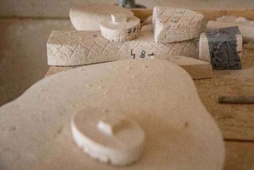 Numbered masonry cut offs from the Menin Gate Memorial restoration
