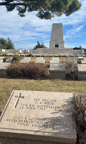 Grave marker of Private C.L. Reid