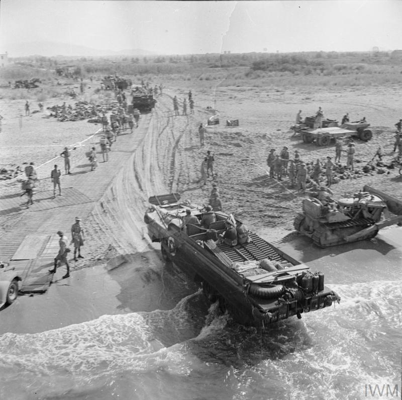 British troops land on the beach at Salerno during Operation Avalanche.