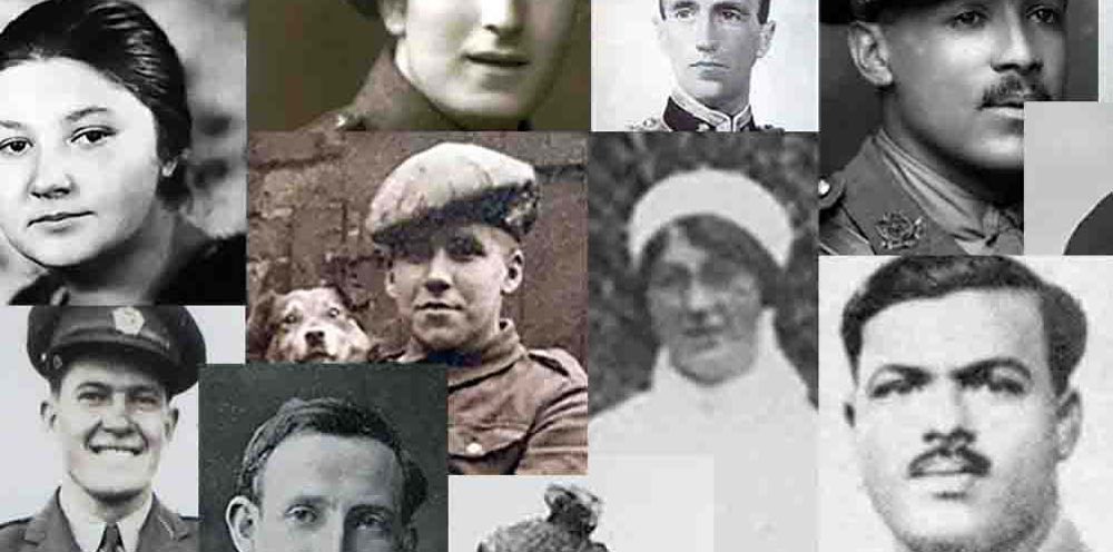 A collage of First and Second World War Commonwealth servicemen and women.