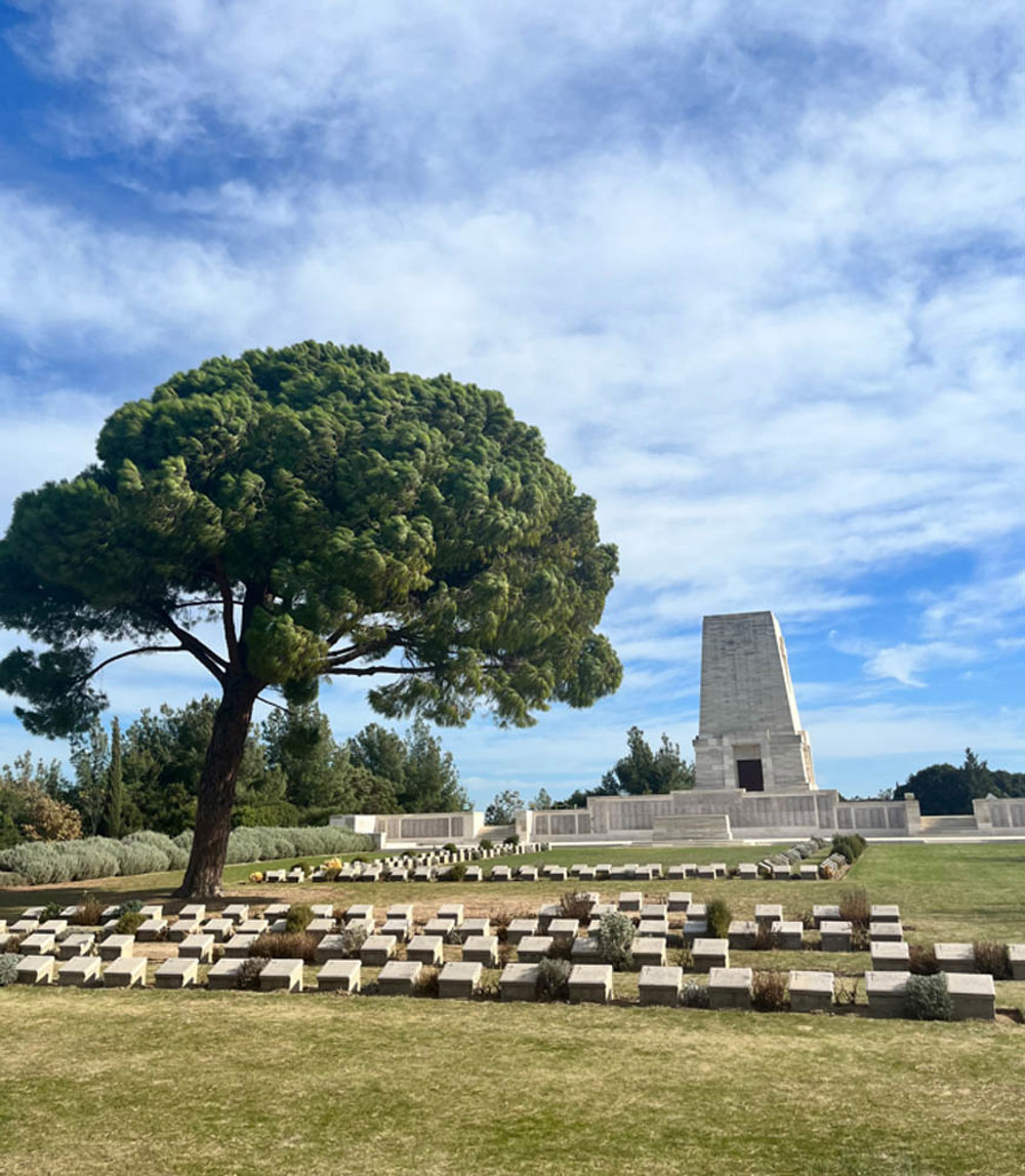 Lone Pine Memorial and Cemetery with rows of headstone markers
