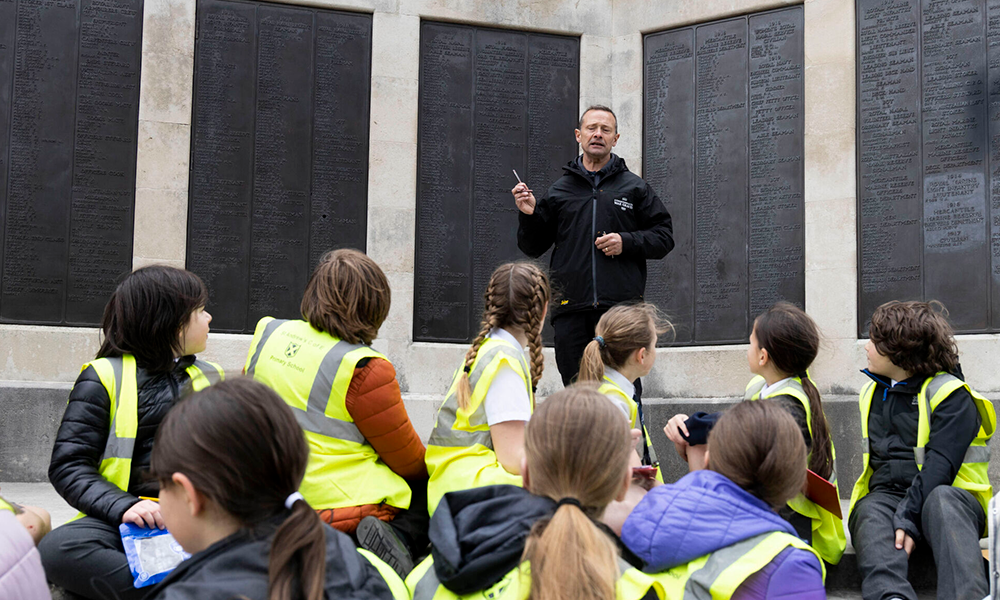 Students at Plymouth Naval Memorial