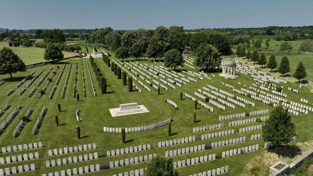 Aerial view of Bedford House Cemetery