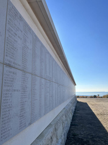 Names of fallen servicemen inscribed on a CWGC war memorial.